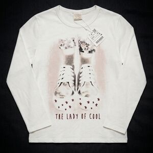 Zara White Long Sleeve Tee with Sneaker Graphic and Blush Accents -NWT